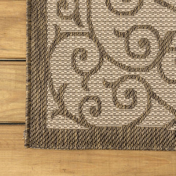 Madrid Vintage Filigree Textured Weave Indoor/outdoor Square Rug